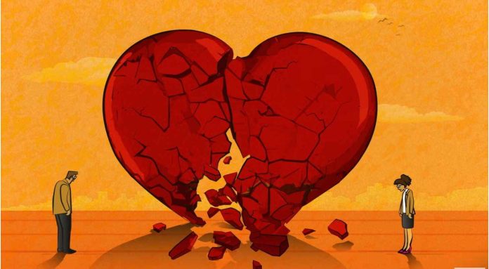 a broken heart between two people