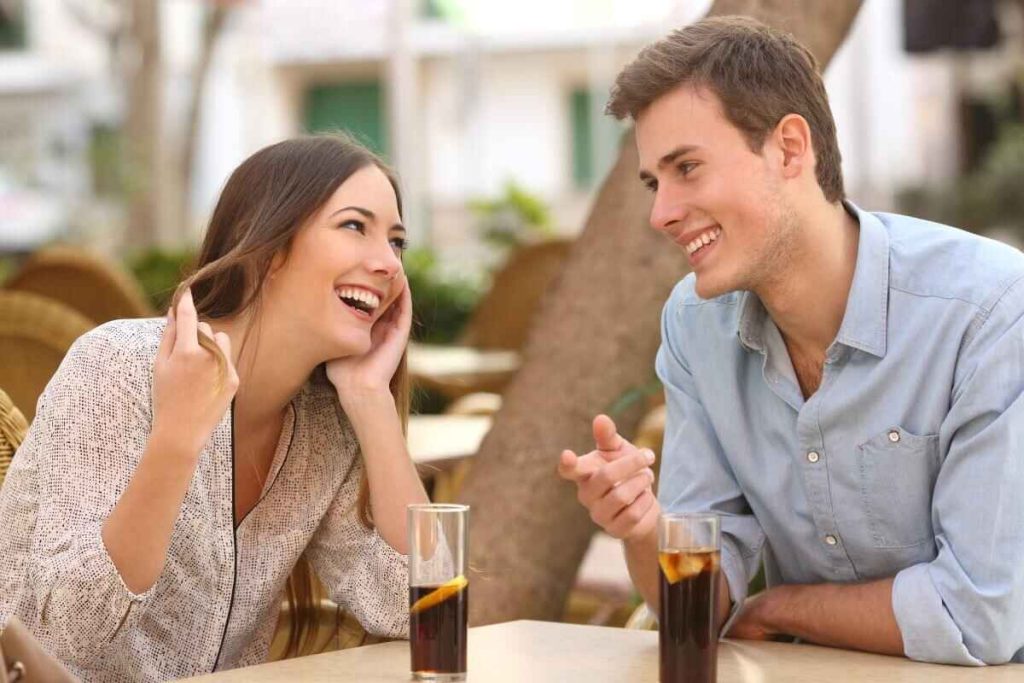 A man being confident while flirting with a woman