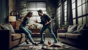 A couple in a fight over small things