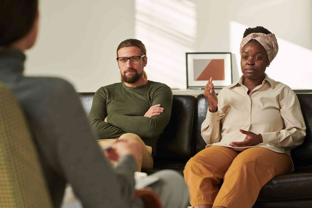 Couple using therapy to rebuild trust after betrayal