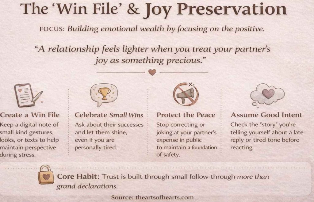 keep track of wins and joy preservation habits that make a relationship strong
