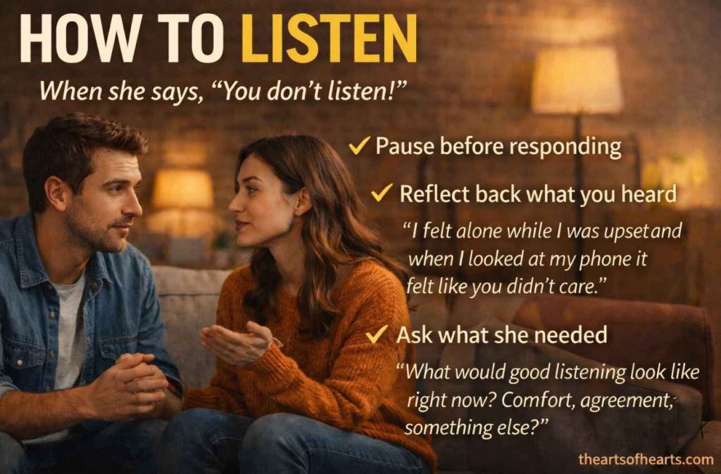 how to listen when she says yoou don't listen