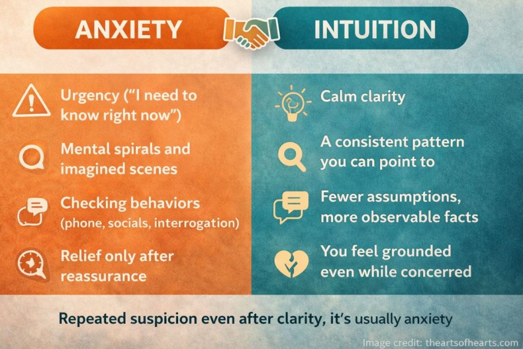 Its is important to separate intuition from anxiety to deal with jealous and insecure feelings