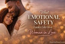 What Emotional Safety Looks Like to a Woman in Love a cover image shwing what emotional safety looks like for a woman in love