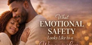 What Emotional Safety Looks Like to a Woman in Love a cover image shwing what emotional safety looks like for a woman in love