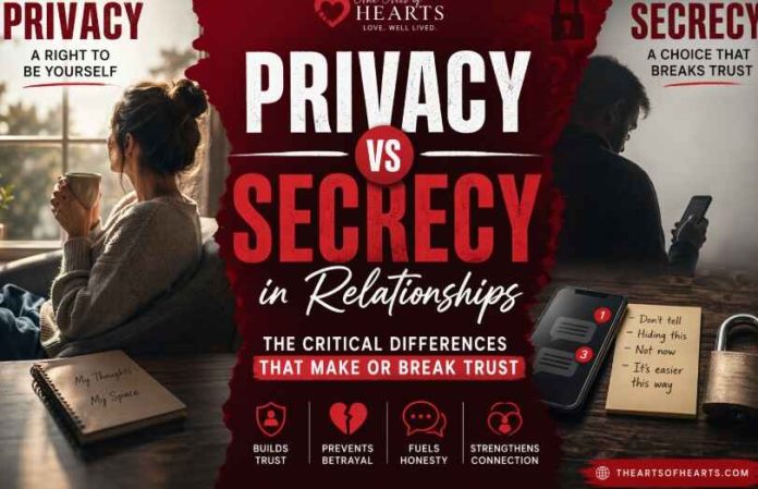 an image showing the difference between privacy and secrecy in relationships